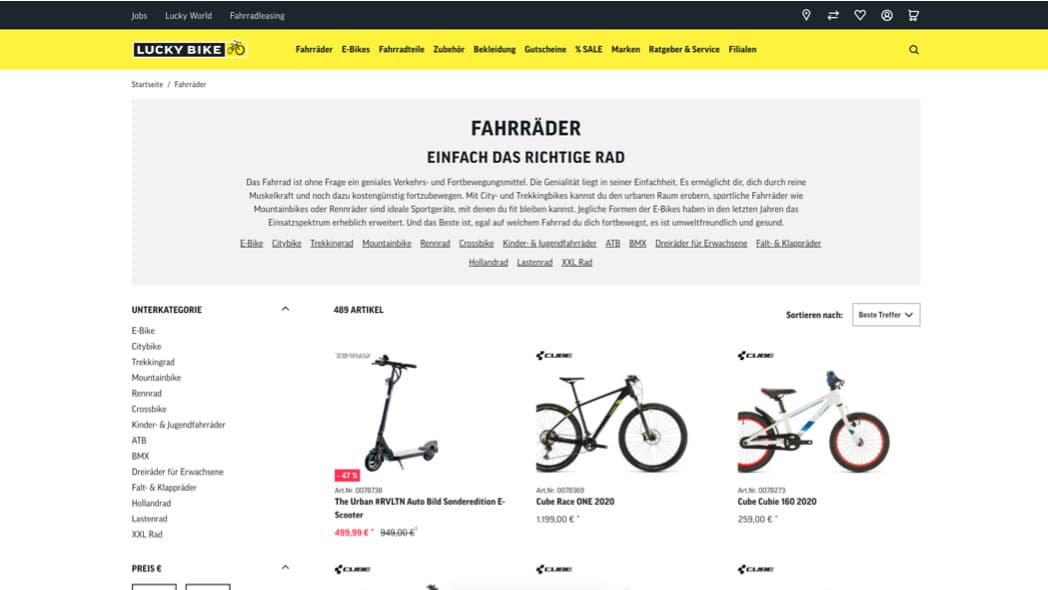 Produktfilter nach Bedarf