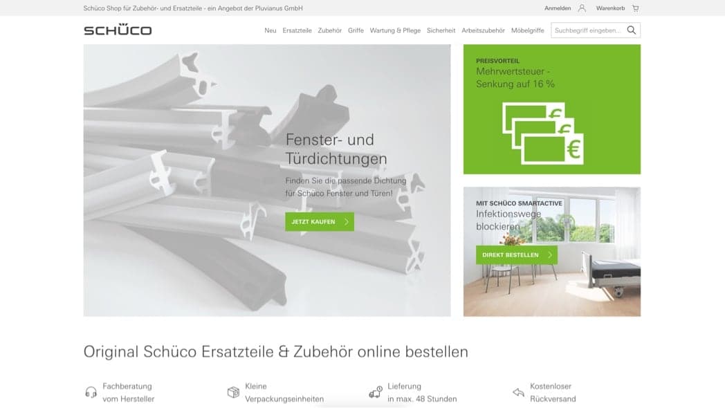 Schüco Ersatzteileshop Startseite